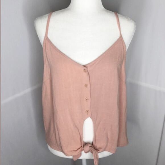 NWT top shop button tie front pink tank top - Picture 1 of 7